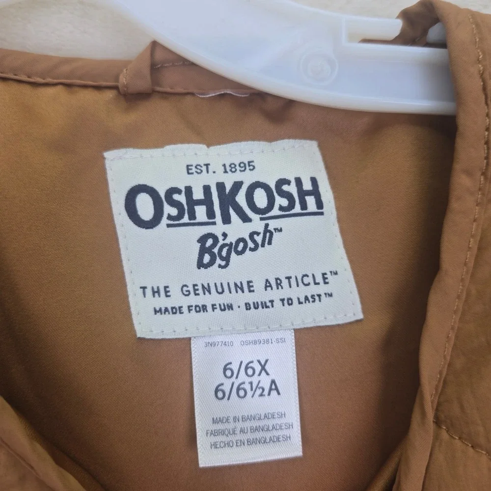 OshKosh B Gosh Girls‎ Quilted Jacket Size 6/6X Lightweight Brown Coat Kidcore
